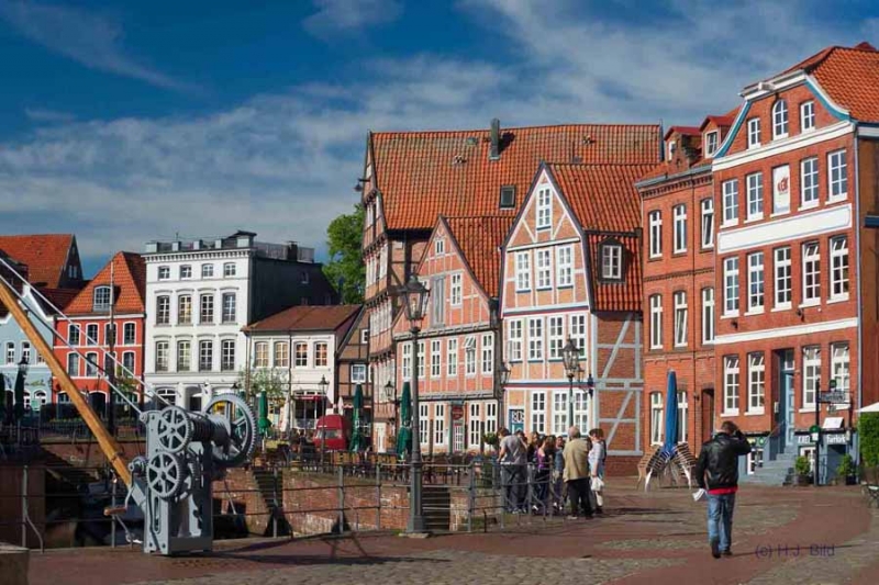 Alter Stader Hafen (Fischmarkt) im Sommer
